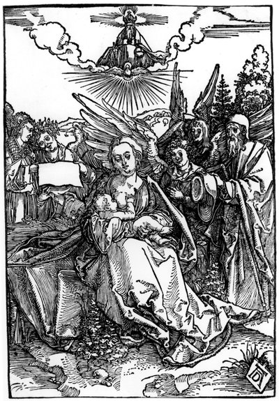 De Heilige Familie met vijf engelen, ca. 1504 door Albrecht Dürer