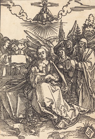 De Heilige Familie met vijf engelen door Albrecht Dürer