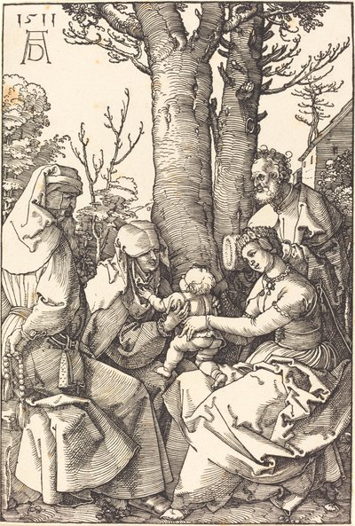 De Heilige Familie met Joachim en Anna onder een Boom door Albrecht Dürer