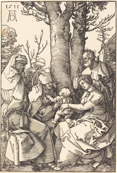 De Heilige Familie met Joachim en Anna onder een boom door Albrecht Dürer