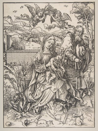 De Heilige Familie met Drie Hazen, ca. 1497-98 door Albrecht Dürer