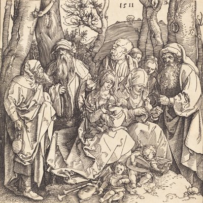 De Heilige Familie met twee muziekmakende engelen, 1511 door Albrecht Dürer