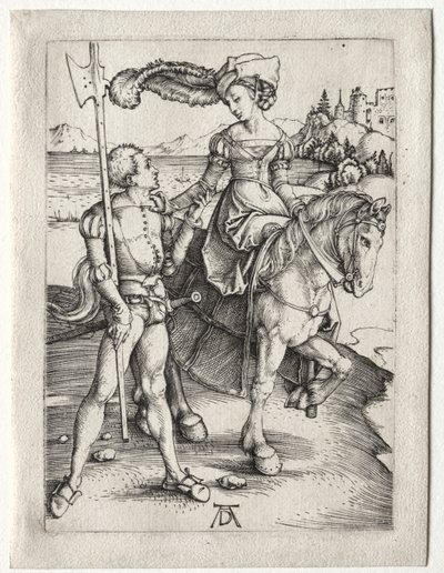 De dame te paard en de landsknecht door Albrecht Dürer