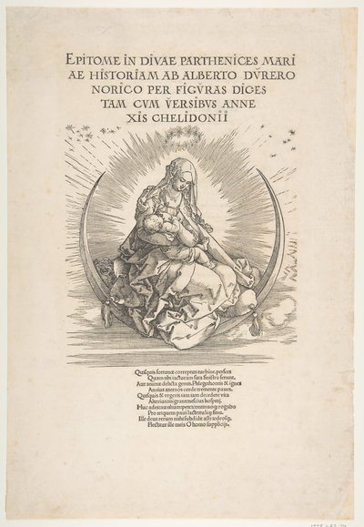 De Madonna op de Maan, Frontispice voor Het Leven van de Maagd, ca. 1511 door Albrecht Dürer