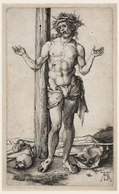 De man van smarten (met opgeheven handen) door Albrecht Dürer