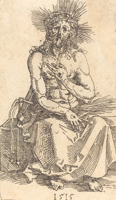 De man van smarten zittend door Albrecht Dürer
