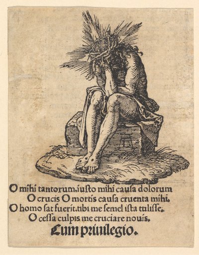 De Man van Smarten zittend, titelpagina van De Kleine Passie door Albrecht Dürer