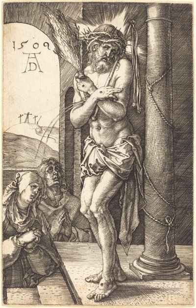 De Man van Smarten Staand bij de Kolom door Albrecht Dürer