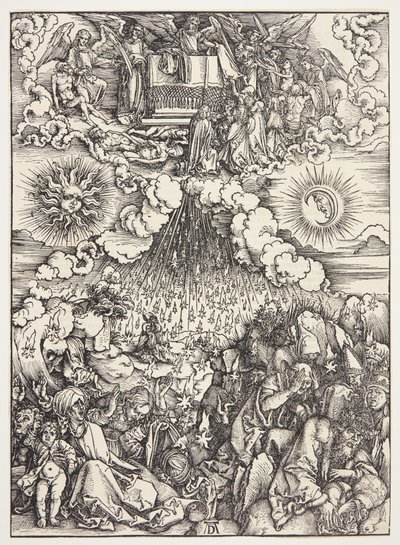 De opening van het vijfde en zesde zegel door Albrecht Dürer
