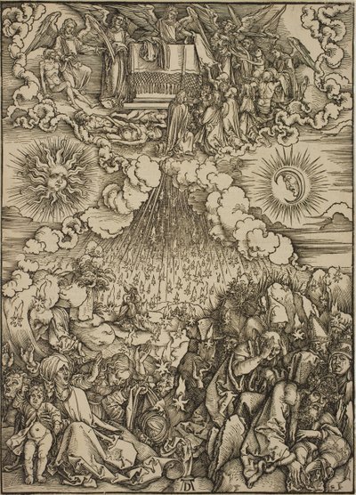 De opening van het vijfde en zesde zegel door Albrecht Dürer