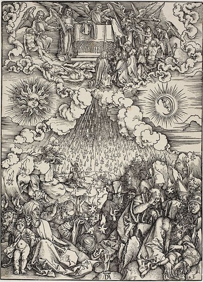 De opening van het vijfde en zesde zegel, uit De Apocalyps door Albrecht Dürer