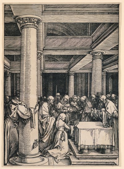 De presentatie in de tempel, uit de serie Het leven van de Maagd door Albrecht Dürer