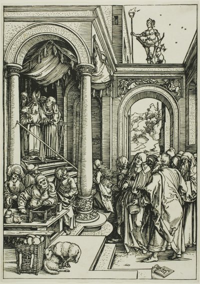 De presentatie van de Maagd in de tempel, uit Het leven van de Maagd door Albrecht Dürer