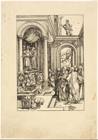 De presentatie van de Maagd in de tempel, uit Het leven van de Maagd door Albrecht Dürer
