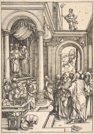 De presentatie van de Maagd in de tempel, uit Het leven van de Maagd door Albrecht Dürer