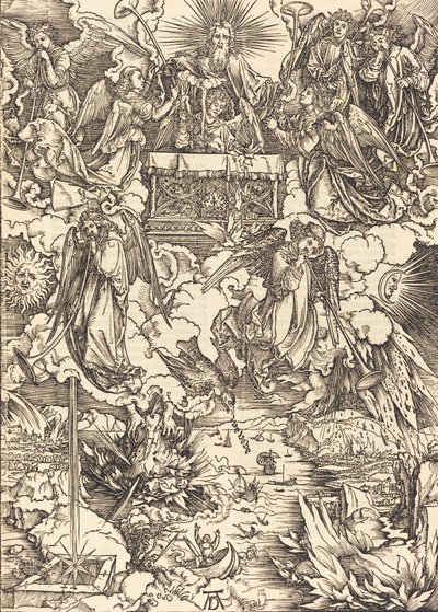 De zeven engelen met de trompetten, 1498 door Albrecht Dürer