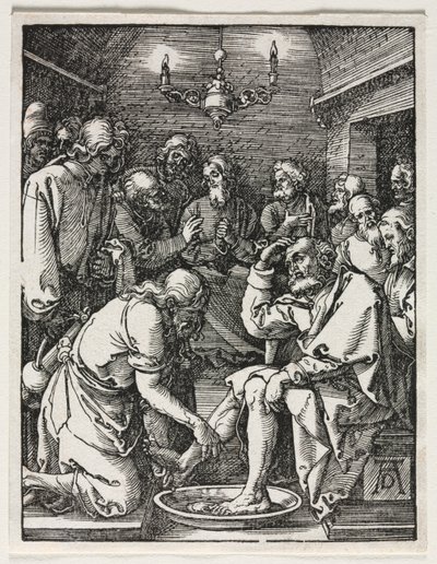 De Kleine Passie: Christus Wast de Voeten van St. Petrus door Albrecht Dürer