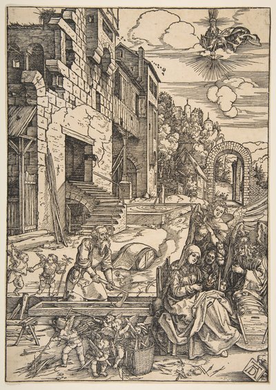 Het Verblijf van de Heilige Familie in Egypte, uit Het Leven van de Maagd, na 1511 door Albrecht Dürer