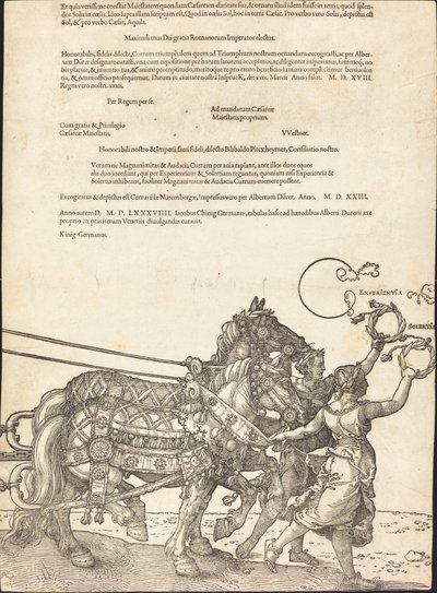De Triomfwagen van Maximiliaan I (De Grote Triomfwagen) [plaat 8 van 8] door Albrecht Dürer