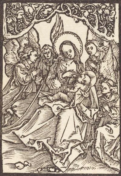 De Maagd die het Christuskind voedt met Vier Engelen, ca. 1500 door Albrecht Dürer