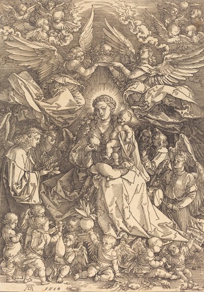 De Maagd omringd door vele engelen door Albrecht Dürer