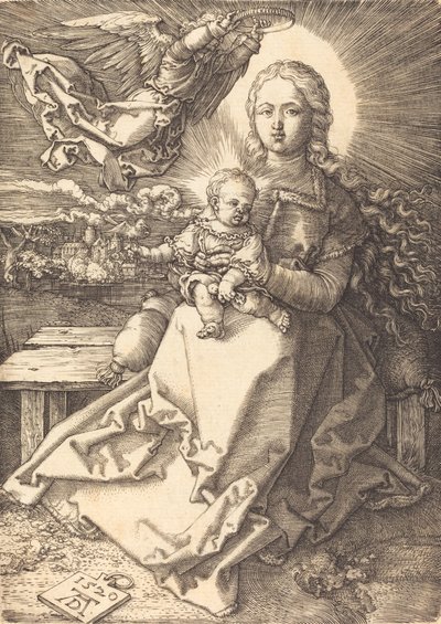 De Maagd en het Kind gekroond door een engel, 1520 door Albrecht Dürer