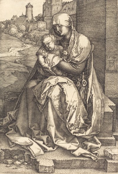 De Maagd en het Kind Zittend bij de Muur, 1514 door Albrecht Dürer