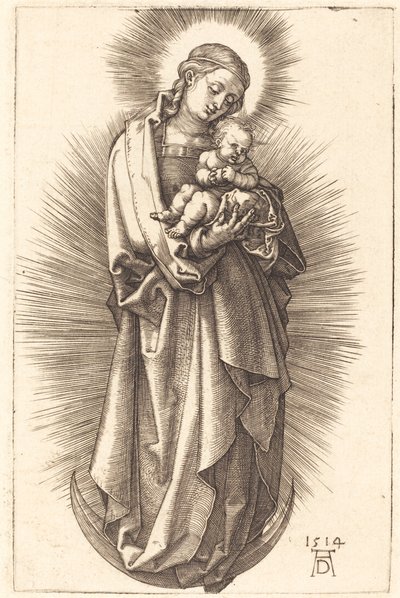 De Maagd en het Kind op een Halve Maan met een Diadeem door Albrecht Dürer