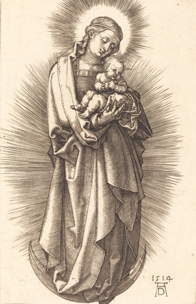 De Maagd en het Kind op een halve maan met een diadeem, 1514 door Albrecht Dürer