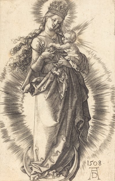 De Maagd en het Kind op een maansikkel met een sterrenkroon, 1508 door Albrecht Dürer