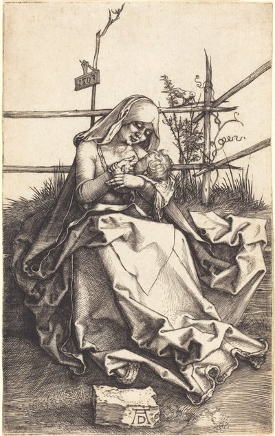 De Maagd en het Kind op een grasbank door Albrecht Dürer