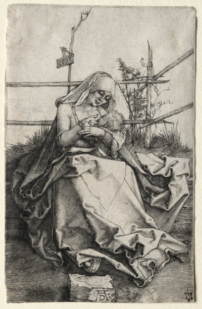 De Maagd en het Kind op een grasbank door Albrecht Dürer