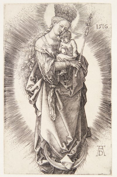 De Maagd op een halve maan met een kroon van sterren en een scepter door Albrecht Dürer