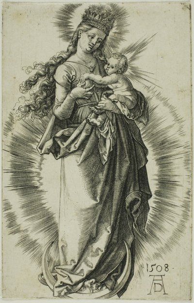 De Maagd op de halve maan met een kroon van sterren door Albrecht Dürer