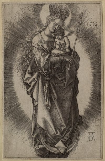 De Maagd op de maansikkel met scepter en sterrenkroon door Albrecht Dürer