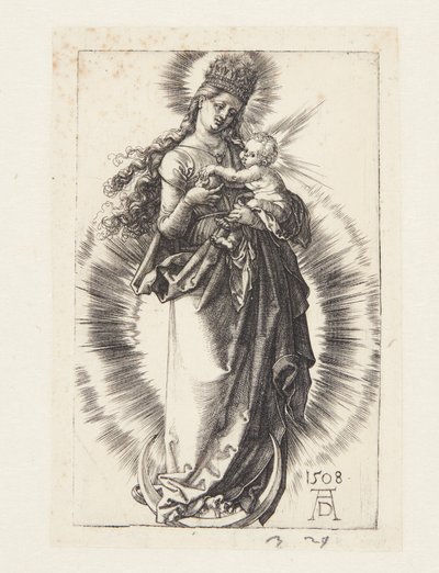 De Maagd op de maansikkel met een kroon van sterren door Albrecht Dürer