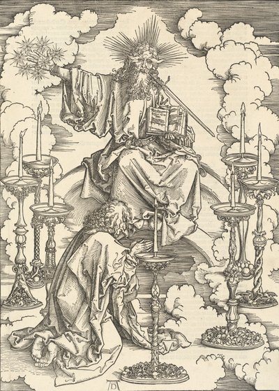 Het visioen van de zeven kandelaren, 1498 door Albrecht Dürer