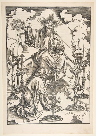 Het visioen van de zeven kandelaars, uit De Apocalyps door Albrecht Dürer