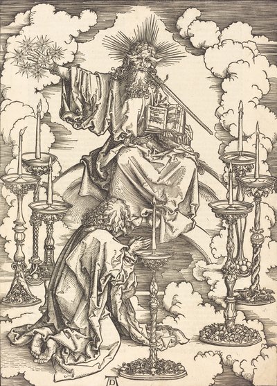 De visioen van de zeven kandelaars, waarschijnlijk ca. 1496-1498 door Albrecht Dürer