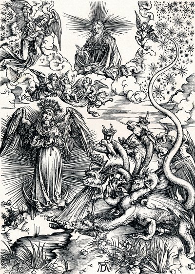 De Vrouw Bekleed met de Zon en de Zevenkoppige Draak door Albrecht Dürer