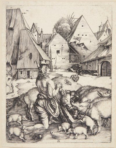 De verloren zoon tussen de zwijnen door Albrecht Dürer