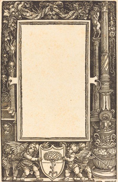 Titelrand met Putti die de Pirckheimer-wapens vasthouden, waarschijnlijk 1513 door Albrecht Dürer