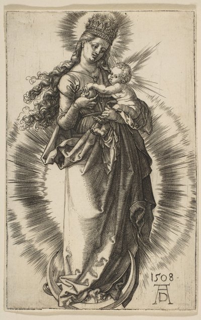 Maagd op een maansikkel met een sterrenkroon door Albrecht Dürer