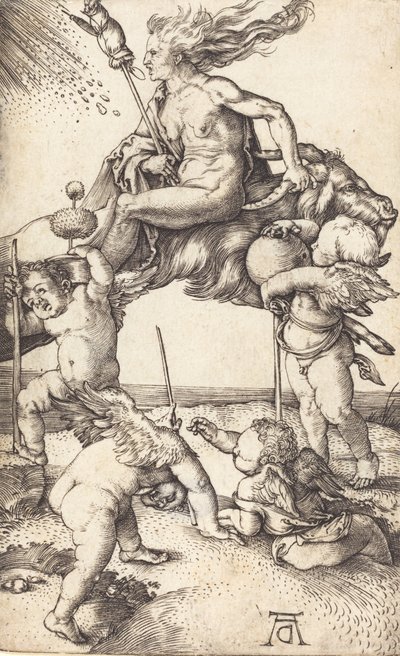 Heks Rijdend op een Geit door Albrecht Dürer