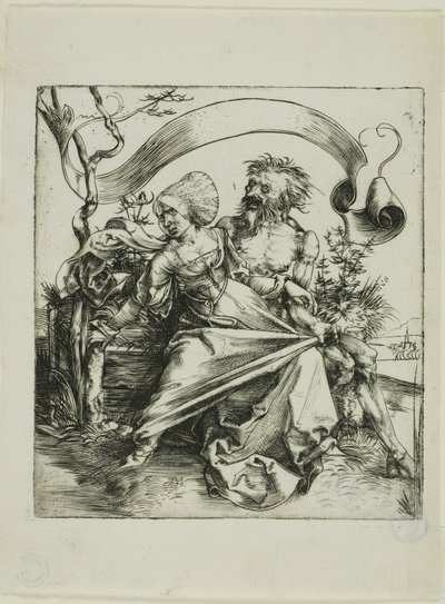Jonge vrouw aangevallen door de dood (De rover) door Albrecht Dürer