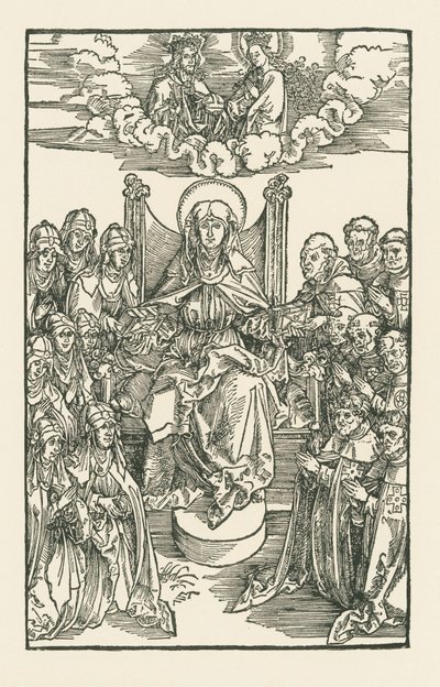 Birgitta omringd door nonnen en monniken door Albrecht Dürer or Duerer