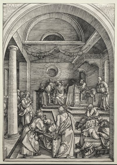 Christus in Discussie met Doktoren door Albrecht Dürer or Duerer