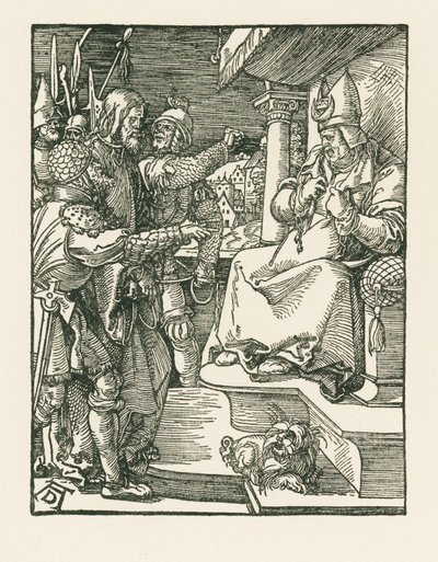 Christus voor Kajafas, ca. 1508-09 (houtsnede) door Albrecht Dürer or Duerer