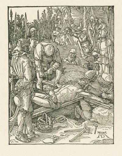 Christus aan het kruis genageld, c.1509 (houtsnede) door Albrecht Dürer or Duerer