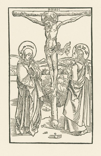 Christus aan het kruis met Maria Maagd en Johannes door Albrecht Dürer or Duerer